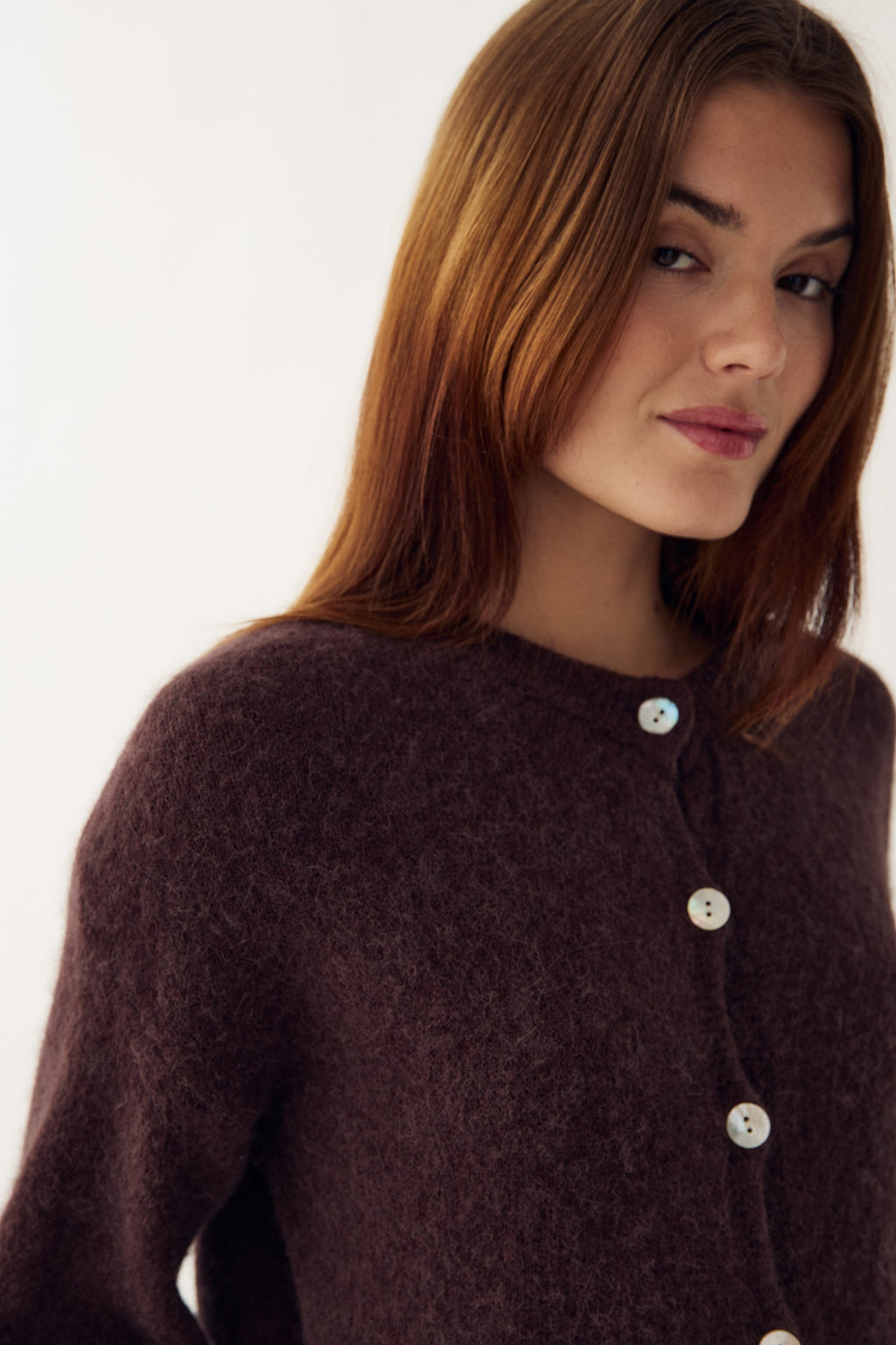 N-Kae Mohair Cardigan Dark Brown Chocolate