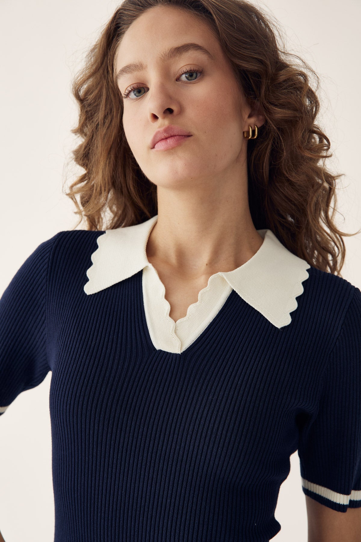 Lilo Polo Knit Navy Sugar Combo – Noellafashion.com