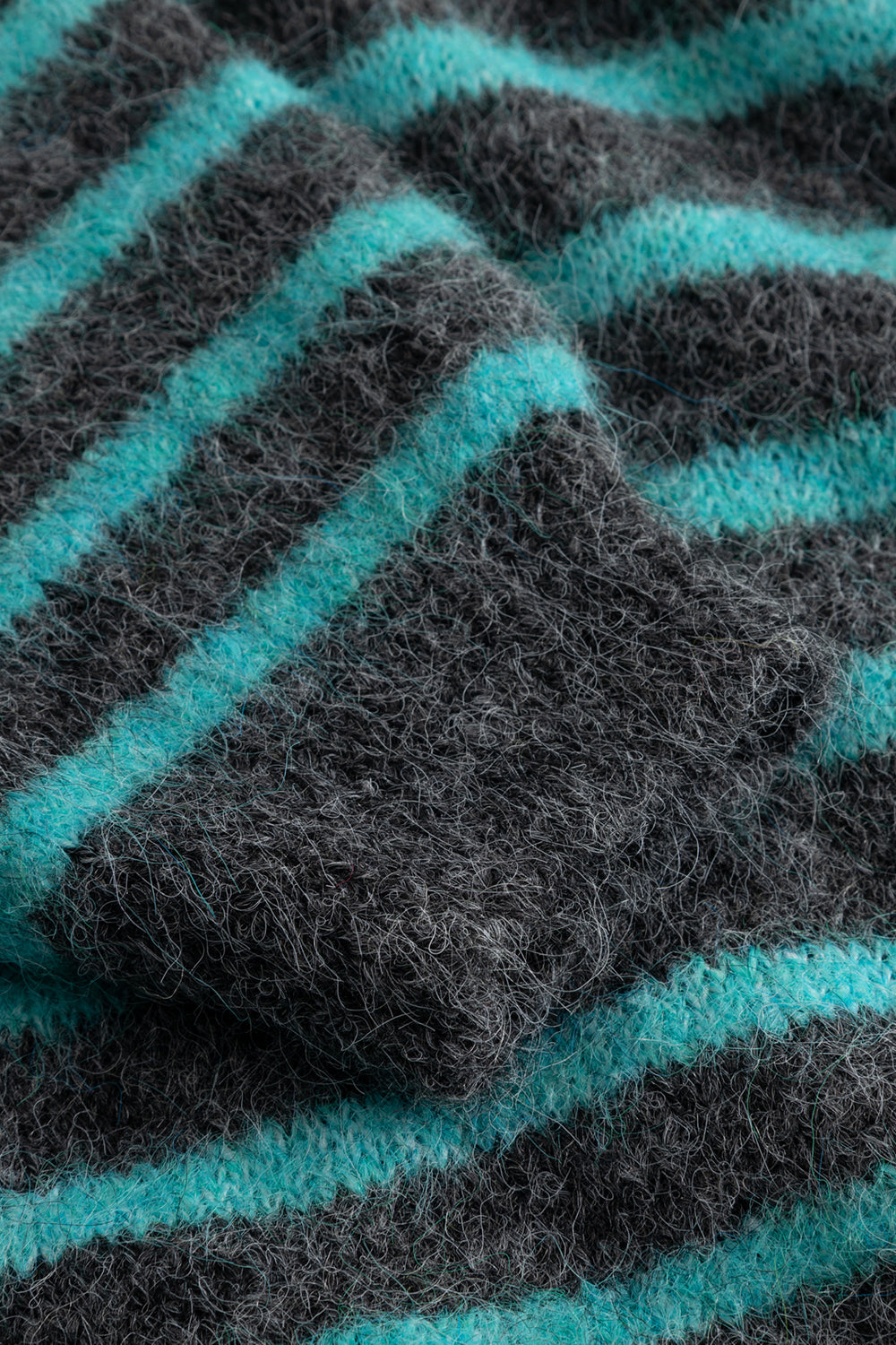 N-Mertice Knit Cardigan Grey Turquoise Stripe