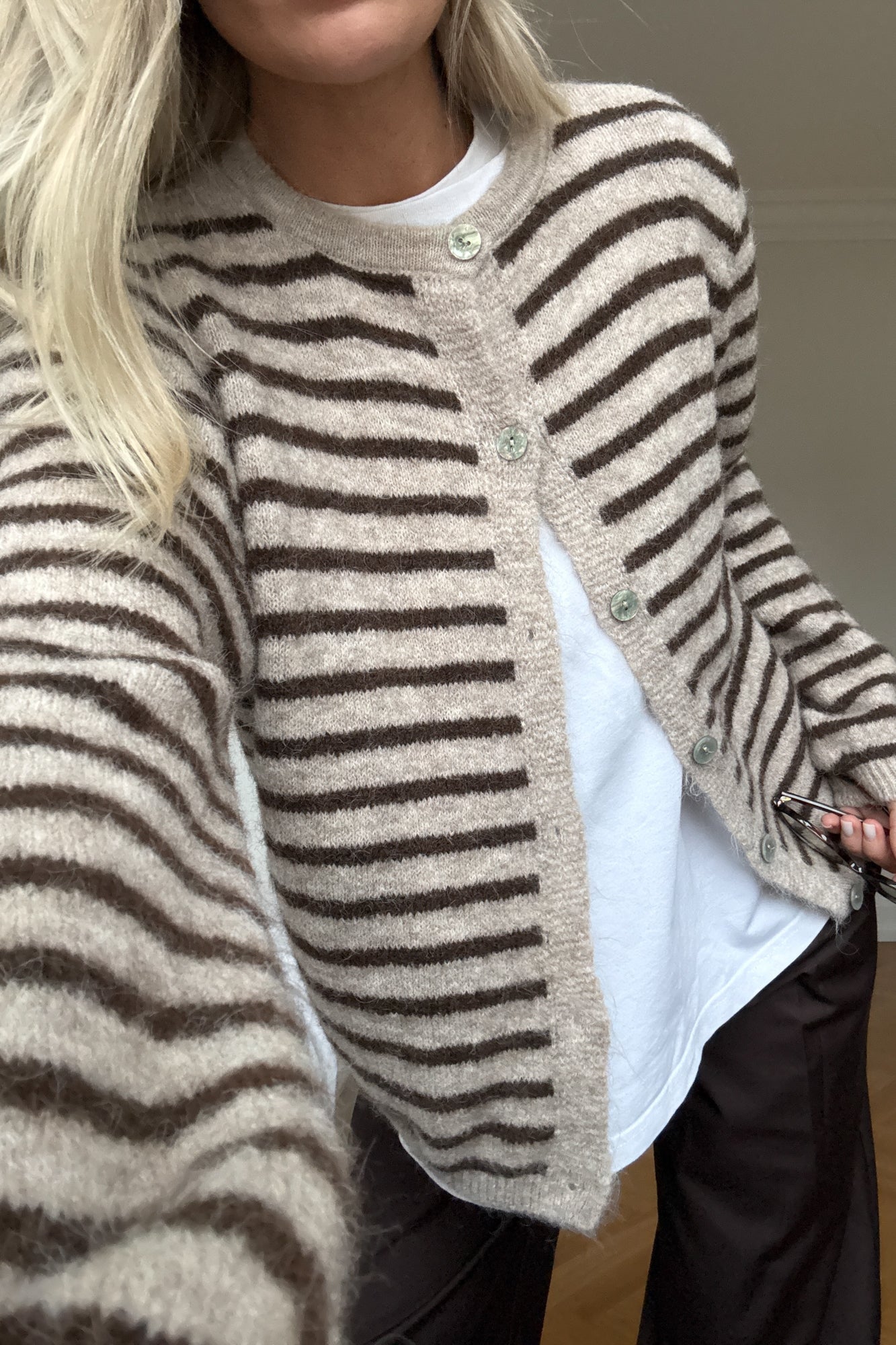 N-Mertice Knit Cardigan Brown Sand Stripe – Noellafashion.com