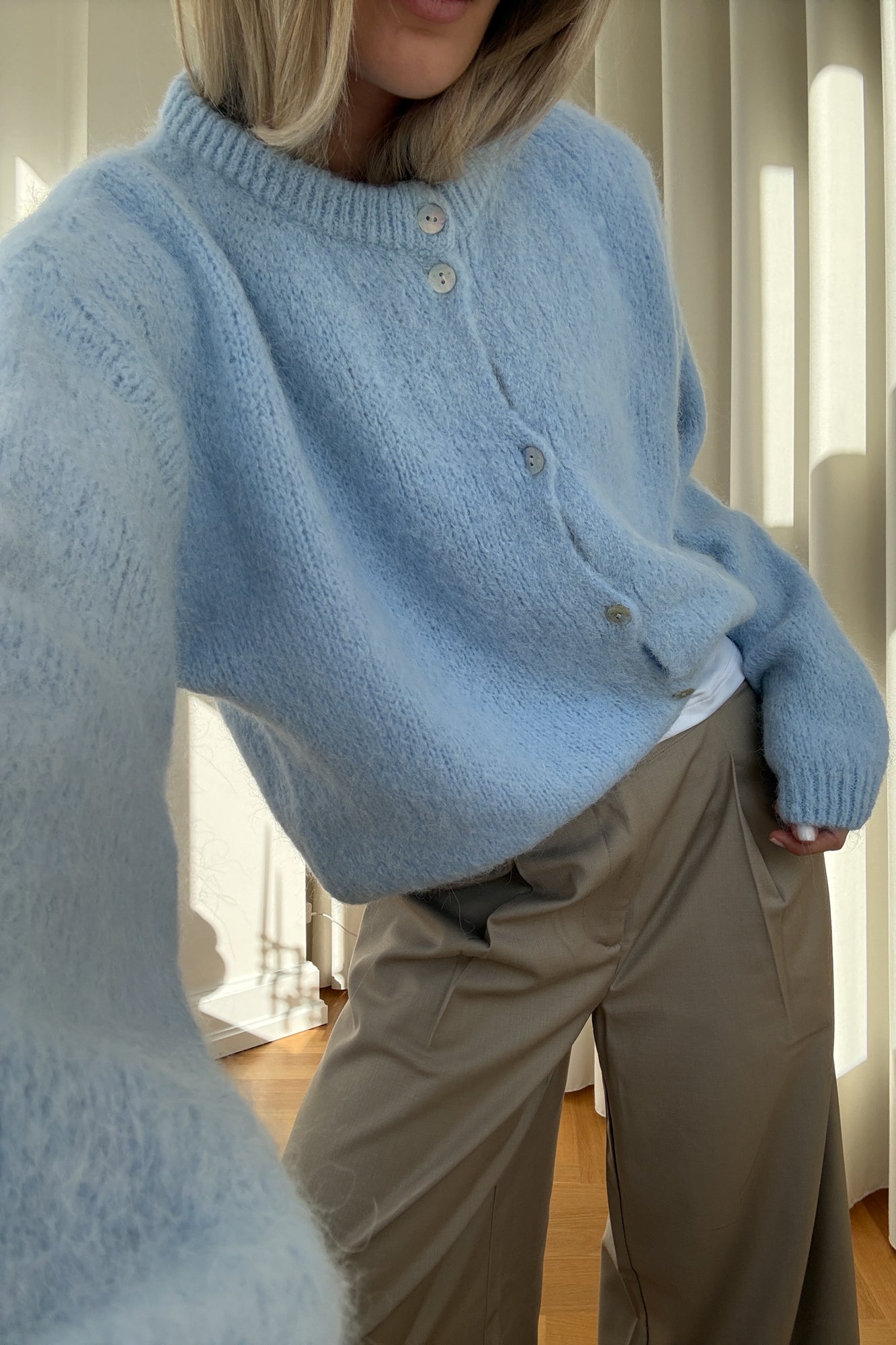 N-Kae Knit Cardigan Light Blue – Noellafashion.com