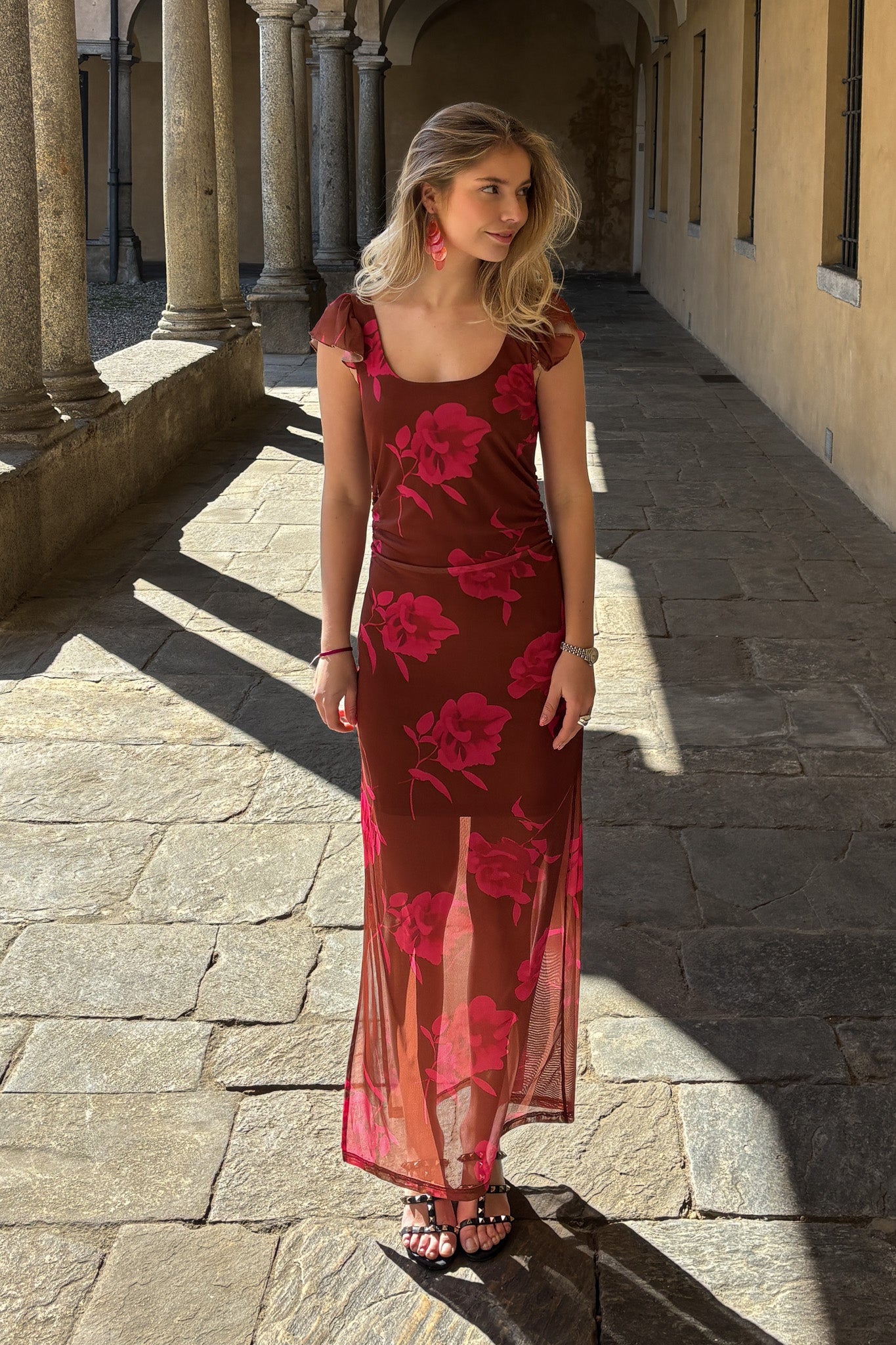 Lauryn Dress Cassie Brown Print