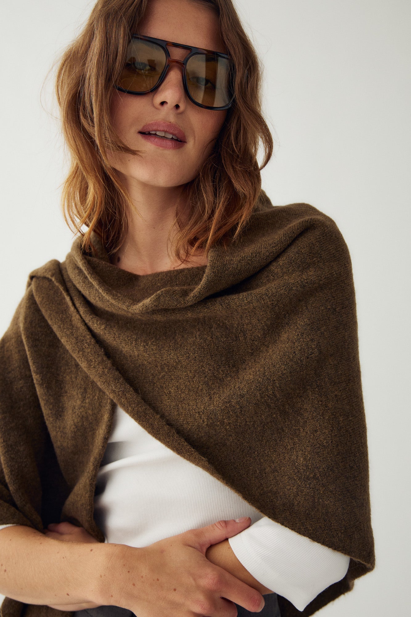 N-Loena Knit Scarf Military Green Melange